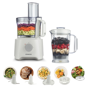 Kenwood Food Processor 800W Multi-Functional with Reversible Stainless Steel Disk, Blender, Whisk, Dough Maker, Citrus Juicer FDP303WH White