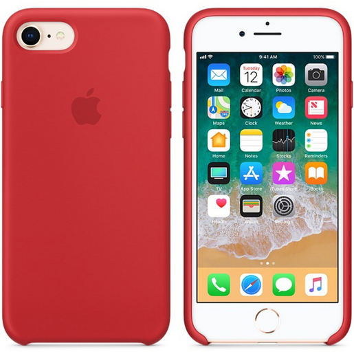 Buy Apple iPhone 8 Silicone Case Red Online - Lulu Hypermarket KSA