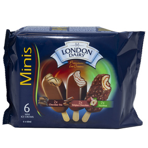 لندن ديري آيس كريم شوكولاتة تريو ستيك مينيز 6 × 60 مل