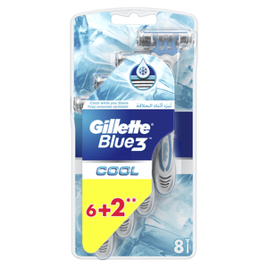 Gillette Blue 3 Cool Men's 3-Bladed Disposable Razor 8 pcs