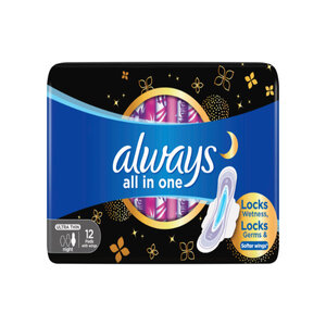 Always All in One Ultra Thin Night Sanitary Pads With Wings 12 pcs