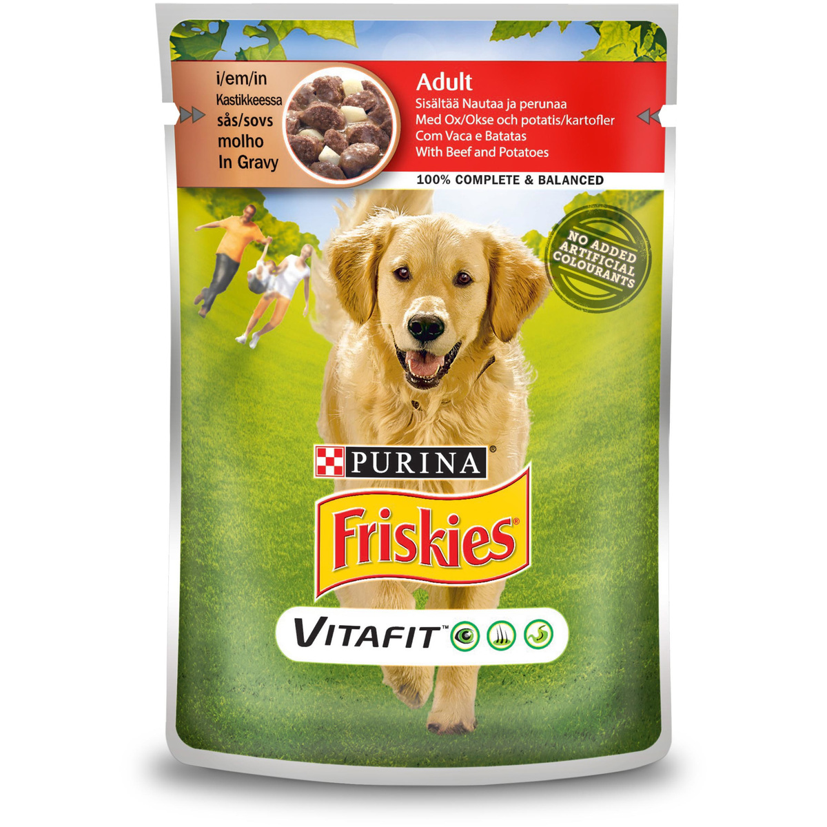 Buy Purina Friskies Adult Dog Food With Beef And Potatoes Pouch 100g