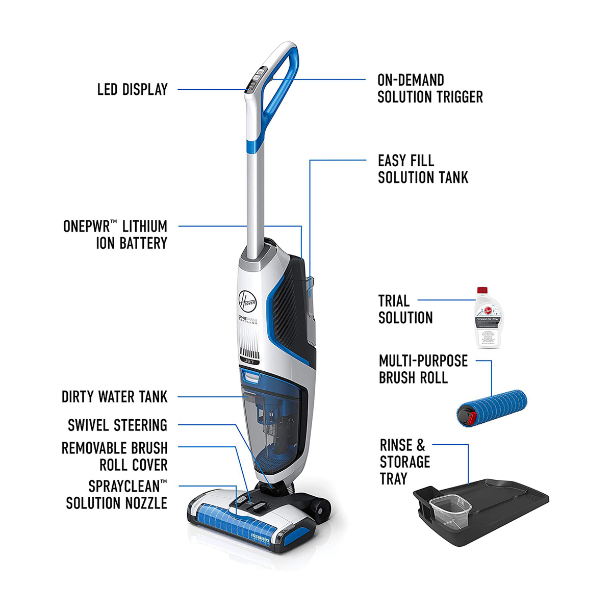 Hoover ONEPWR FloorMate Jet Cordless Hard Floor Cleaner CLHFGLME 220W