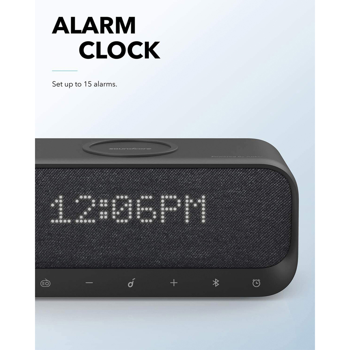 Buy Anker Soundcore Wakey Bluetooth Speaker With Alarm Clock A Stereo Sound Fm Radio Wireless Charger With 7 5w Charging For Iphone And Samsung Black Online Lulu Hypermarket Uae