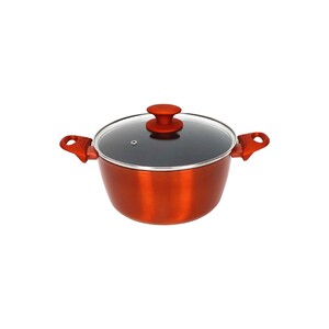 Chefline DZN20 Induction Base Ceramic Natural Coating Dutch Oven, 20 cm, Red