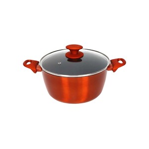 Chefline DZN22 Induction Base Ceramic Natural Coating Dutch Oven, 22 cm, Red