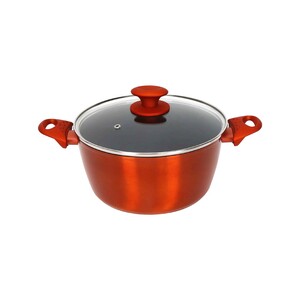 Chefline DZN24 Induction Base Ceramic Natural Coating Dutch Oven, 24 cm, Red