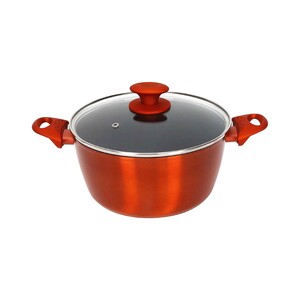 Chefline DZN26 Induction Base Ceramic Natural Coating Dutch Oven, 26 cm, Red