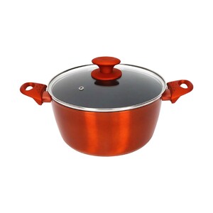 Chefline DZN28 Induction Base Ceramic Natural Coating Dutch Oven, 28 cm, Red