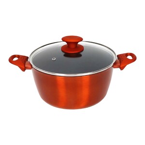 Chefline DZN30 Induction Base Ceramic Natural Coating Dutch Oven, 30 cm, Red