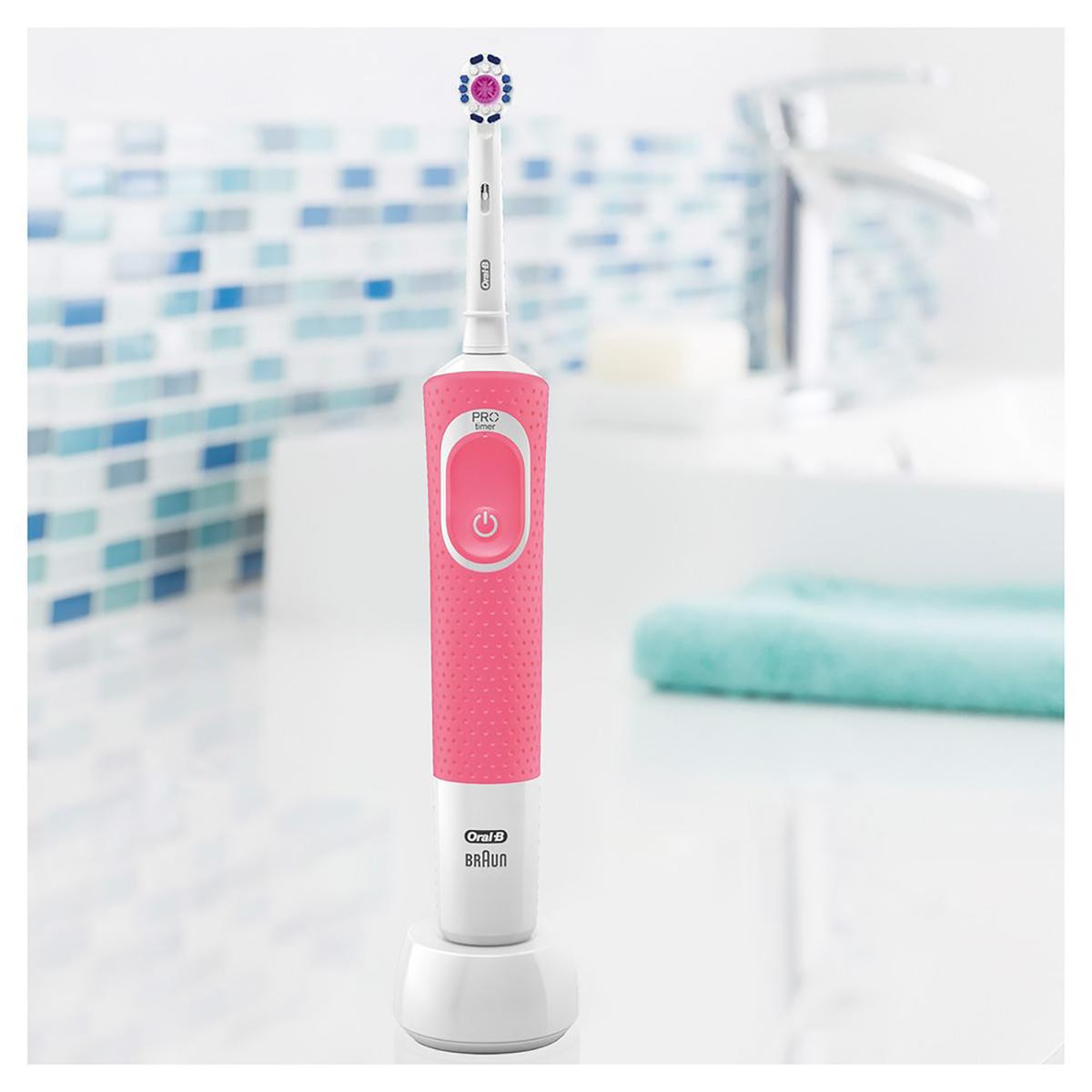 Oral-B Vitality Plus 3DWhite Rechargeable Electric Toothbrush D100.413.1 Pink