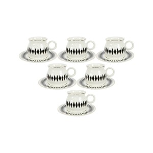 Pearl Noire Cup & Saucer 12pcs TC104-1 200cc Assorted Designs