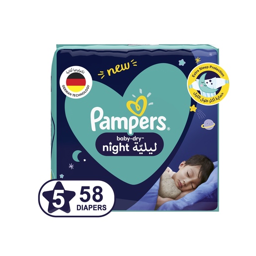 Buy Pampers Baby-Dry Night Diapers Size 5 12-17kg 58pcs Online - Lulu