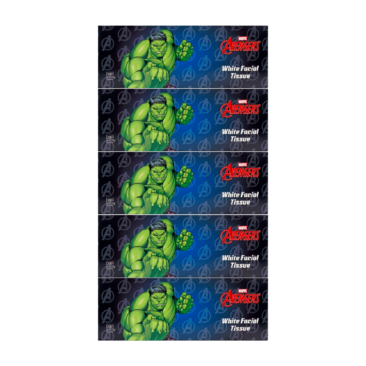 LuLu Marvel Avengers White Facial Tissue 2ply 5 x 200 Sheets