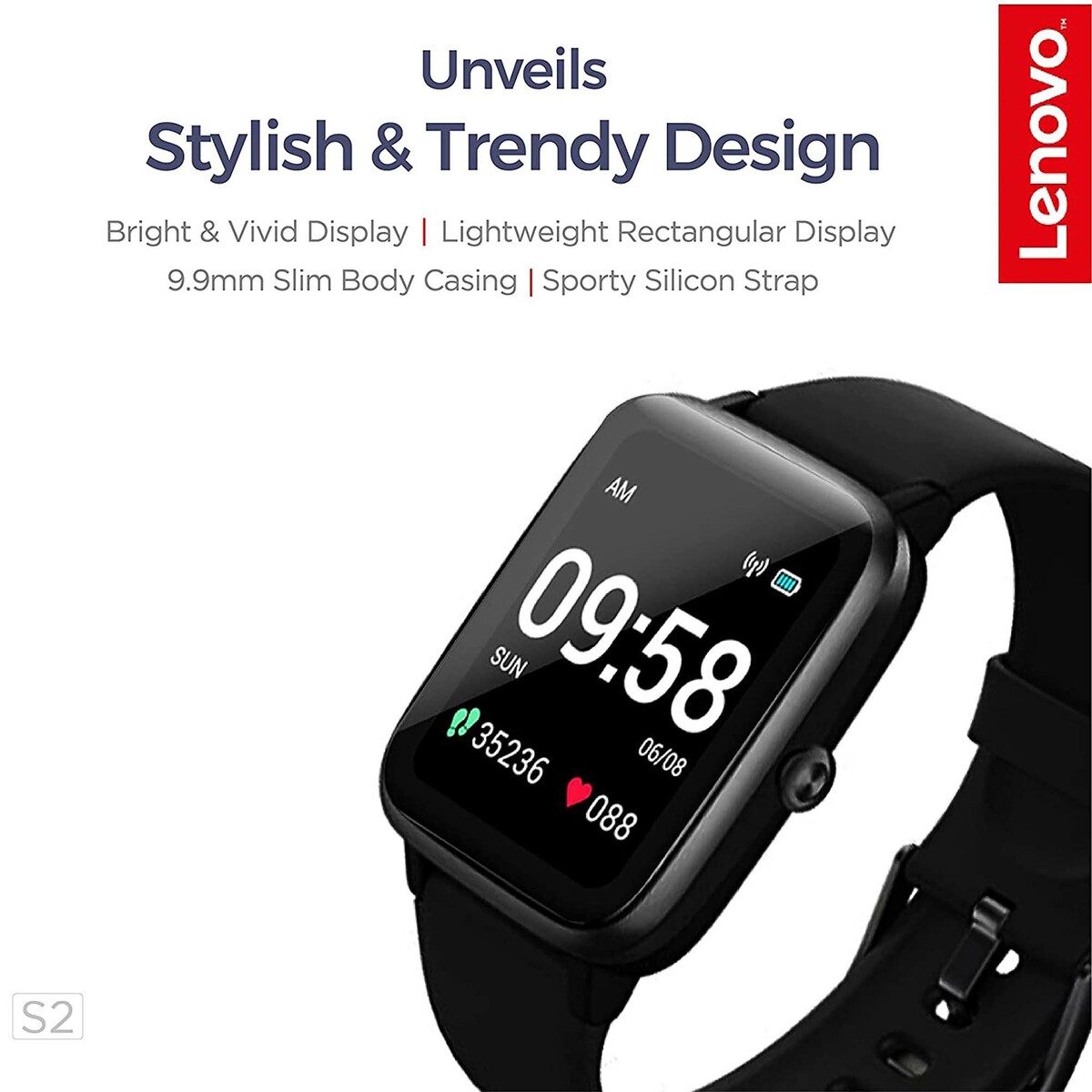 Lenovo Smart Watch S2 Black | Smart Watches | Lulu UAE