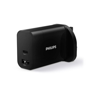 Philips 30W PD+QC Wall Charger, Black -DLP2621/05