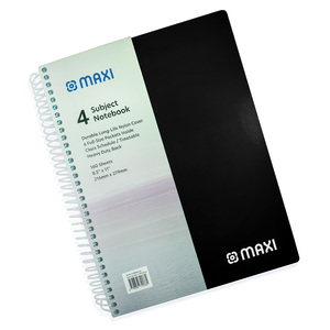 Maxi Spiral Polypropylene 4 Subject Notebook, 11 inch X 8.5 inch, 160 Sheets, Assorted Colours, MX-11-PPSUB4