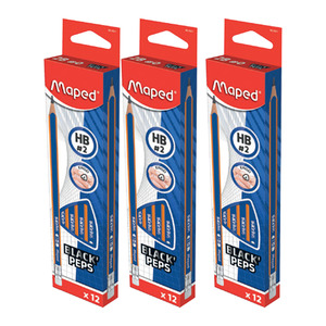 Maped Black Pep HB Pencil 12's 3Pack