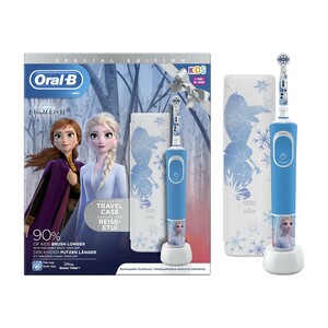 Oral-B D100 Vitality Rechargeable Kids Toothbrush With Travel Case D100.414 2K-Frozen