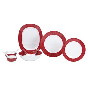 Lulu Melamin Dinner Set 34pcs COOPER RED