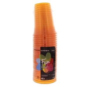 Fun Coloured Plastic Cup Orange 25 pcs