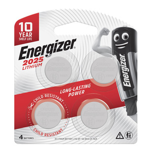 Energizer CR2025 Lithium Coin Batteries, 4 Pcs, E-CR2025 BP4