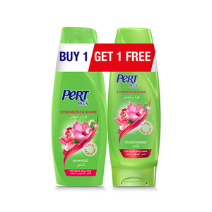 Pert Plus Strength & Shine Shampoo with Henna and Hibiscus Extract 400 ml + Conditioner 360 ml