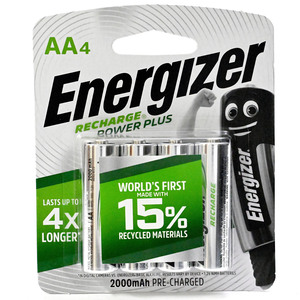 Energizer Recharge Power Plus AA Battery, 1.2 V, 4 Pcs, NH15PPBP4