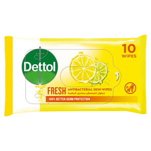 Dettol Fresh Antibacterial Skin Wipes 10pcs