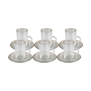 Crystal Drops Istikan + Saucer, Gold Rim, 12Pcs, MKT