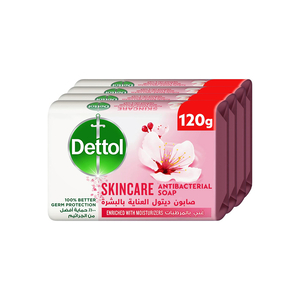 Dettol Skincare Anti-Bacterial Bathing Soap Bar Rose & Sakura Blossom Fragrance 4 x 120 g