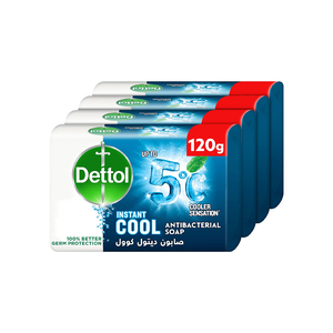 Dettol Cool Anti-Bacterial Bathing Soap Bar Menthol & Eucalyptus Fragrance Value Pack 4 x 120 g