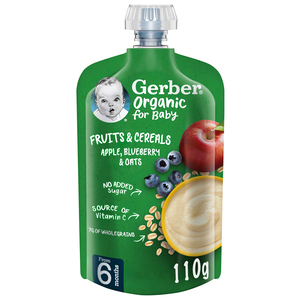 Gerber Organic Apple Blueberry & Oats Fruits & Cereals For Baby From 6 Months 110 g