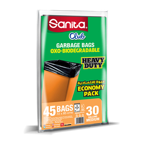 Sanita Club Garbage Bags Heavy Duty Medium 30 Gallons Size 72 x 85cm 45 pcs
