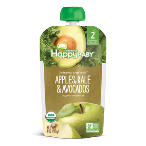 Happy Baby Stage 2 Organics Clearly Crafted Apples Kale & Avocados Baby Food 113 g