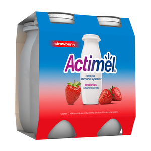 Actimel Strawberry Flavored Low Fat Dairy Drink 4 x 93 ml