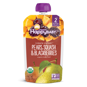 Happy Baby Stage 2 Organics Clearly Crafted Pears Squash & Blackberries Baby Food 113 g