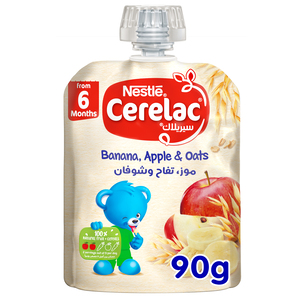 Nestle Cerelac Banana Apple & Oats Fruits Puree Pouch Baby Food 90 g
