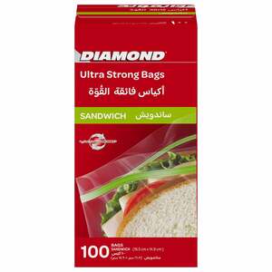 Diamond Ultra Stong Zipper Sandwich Bags Oxo-Biodegradable Size 16.5 x 14.9 cm 100pcs