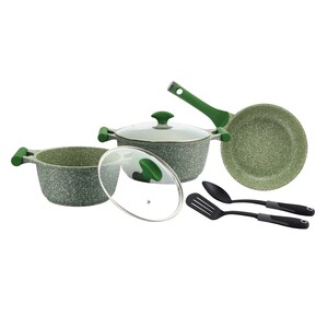 Prestige Granite Cookware Set 7pcs G655 Green Induction Base