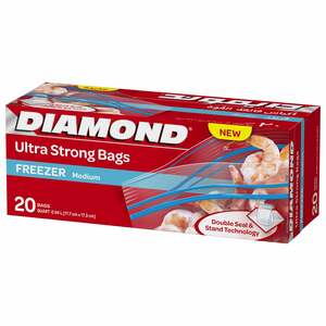 Diamond Ultra Strong Freezer Medium Zipper Bags Oxo-Biodegradable Size 26.8 cm x 24.4 cm 20pcs