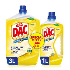 Dac Gold Multi-Purpose Disinfectant & Liquid Cleaner Citrus Burst 3 Litres + 1 Litre