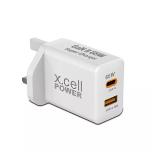 X.Cell 65W GaN ll Home Charger with 1C & 1A Ports, White