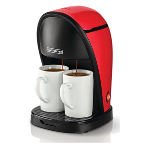 Black+Decker Twin Serve Coffee Maker, 250 ml Water Tank, 450 W, Black/Red, DCM48-B5