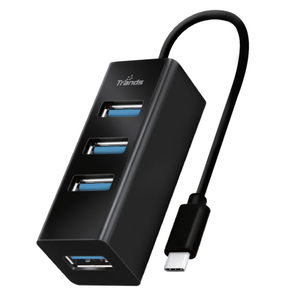 Trands Type-C 4 USB 3.0 Ports Hub, Black, HB38