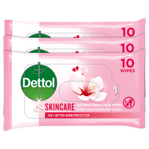 Dettol Skin Care Skin Wipes 10pcs x 2 pkt + 1