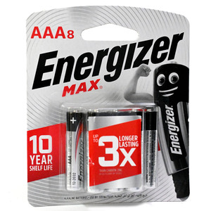 Energizer Max Alkaline AAA Battery 1.5 V E92BP8, 8 Pcs Pack