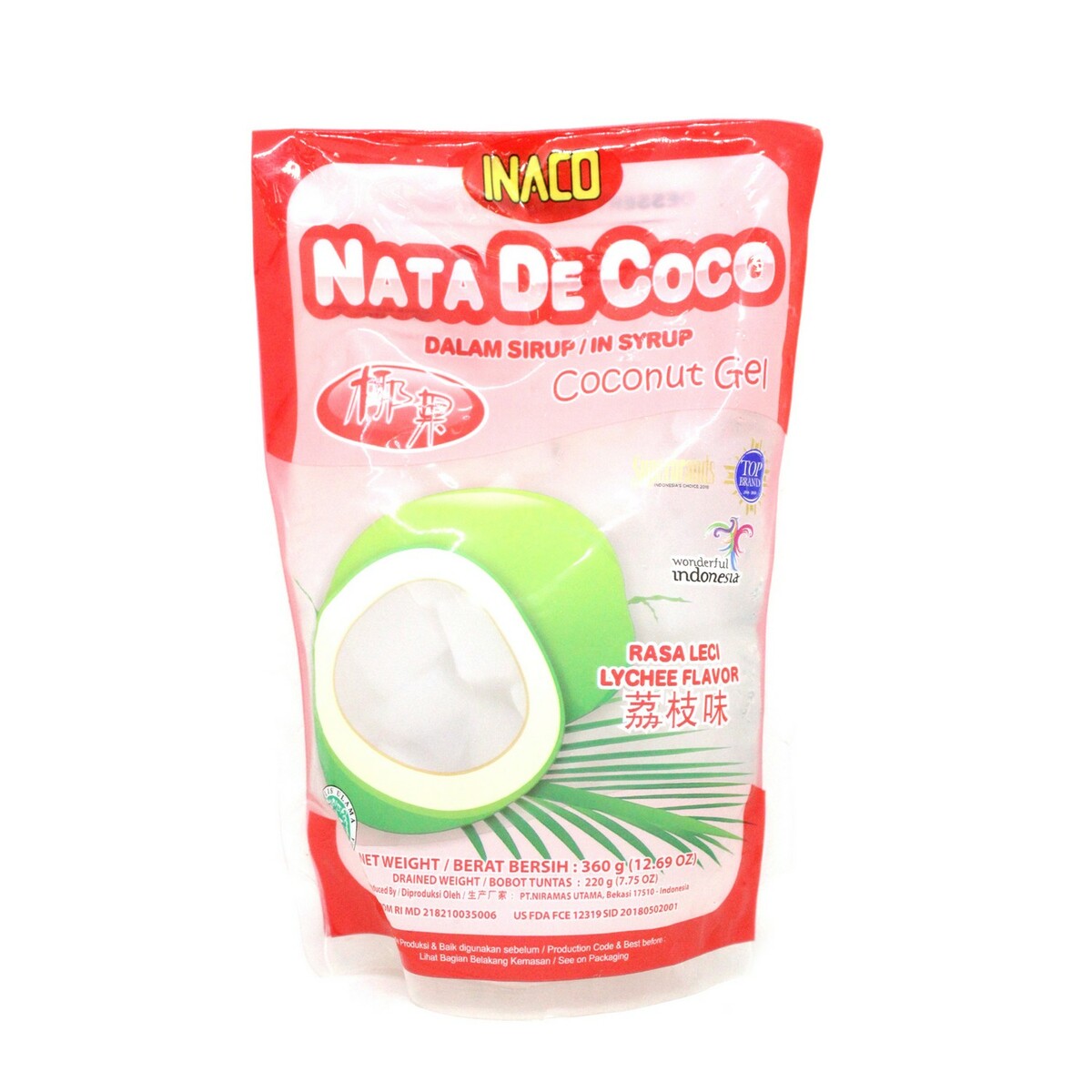Inaco Nata De Coco Sirup Leci 360g | Jelly & Pudding | Lulu Indonesia