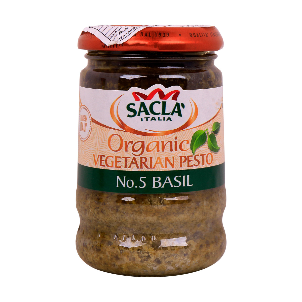 Sacla Organic Basil Pesto Vegetarian Recipe 190 g