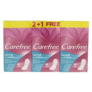 Carefree Normal with Cotton Extract Pantyliners 34 pcs x 3 pkt